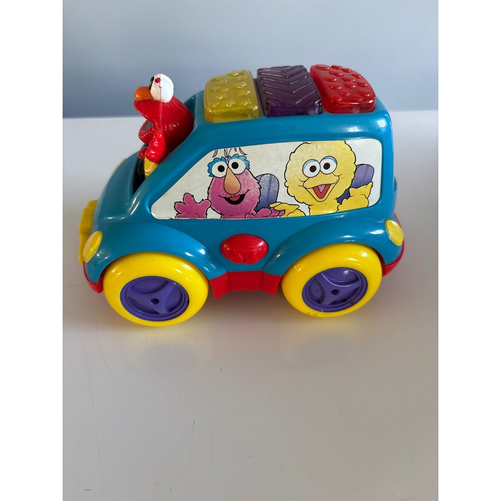 Vintage Sesame Street Elmo Musical Light Up Activity Van Toy Illco 1990s Blue